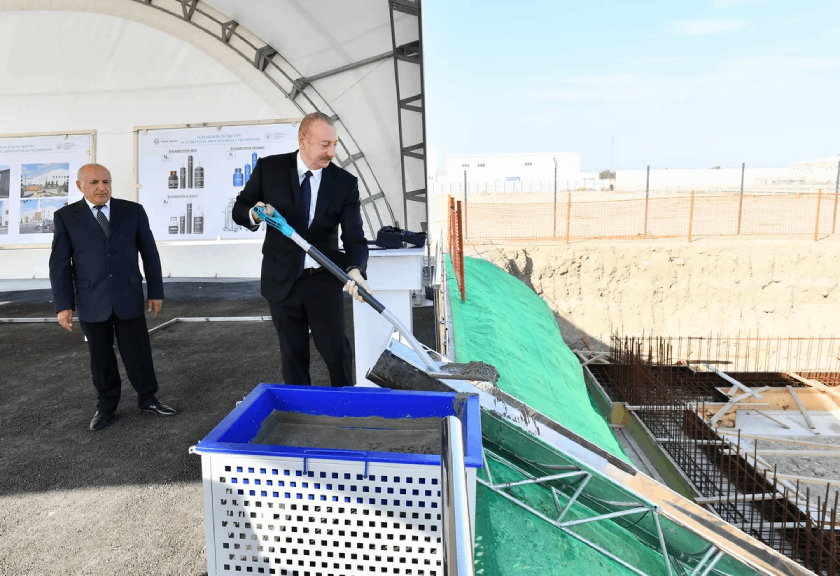 Ilham Aliyev laid the foundation of the new enterprise of “Chinar-Service” Production and Commercial Company.